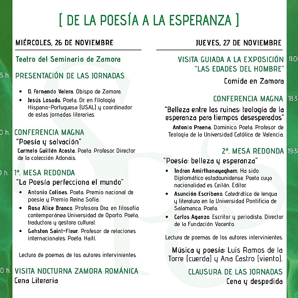 La Diócesis de Zamora organiza las I Jornadas Internacionales de Poesía sobre la esperanza