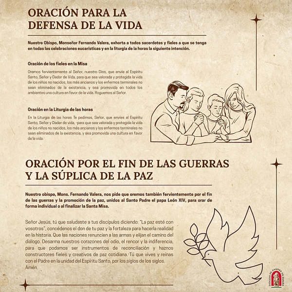 Oración por la defensa de la vida y por el fin de las guerras y la súplica de la paz.