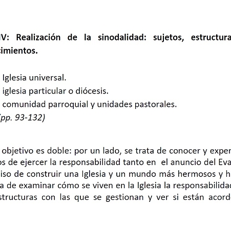 La sinodalidad en la vida y misión de la Iglesia. IV tema