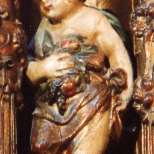 Niño cargado con frutas de Almeida de Sayago